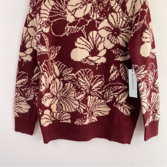 NEW Liz Claiborne Mock Neck Floral Pullover Knit Sweater - Picture 5 of 8